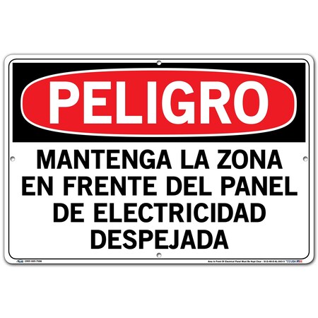 Vestil Aluminum Sign, 12-1/2" Height, 18-1/2" Width, Aluminum, Rectangle, Spanish SI-D-48-D-AL-063-S